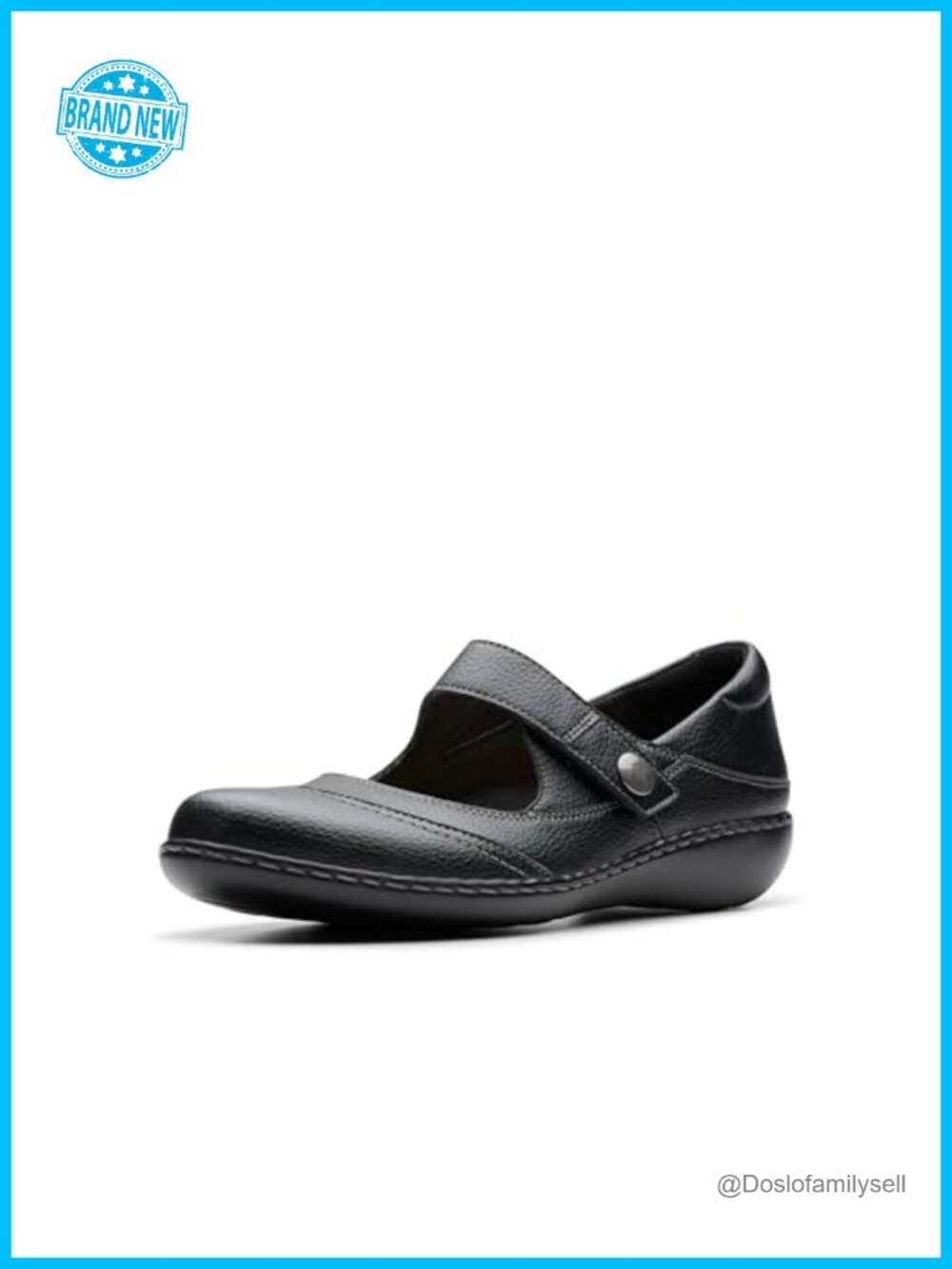 Clarks Ashland Elayne Tumbled Leather Mary Jane Flats Adjustable Casual Shoe